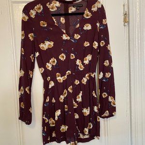 Burgundy Floral Kendall & Kylie Long Sleeve Romper